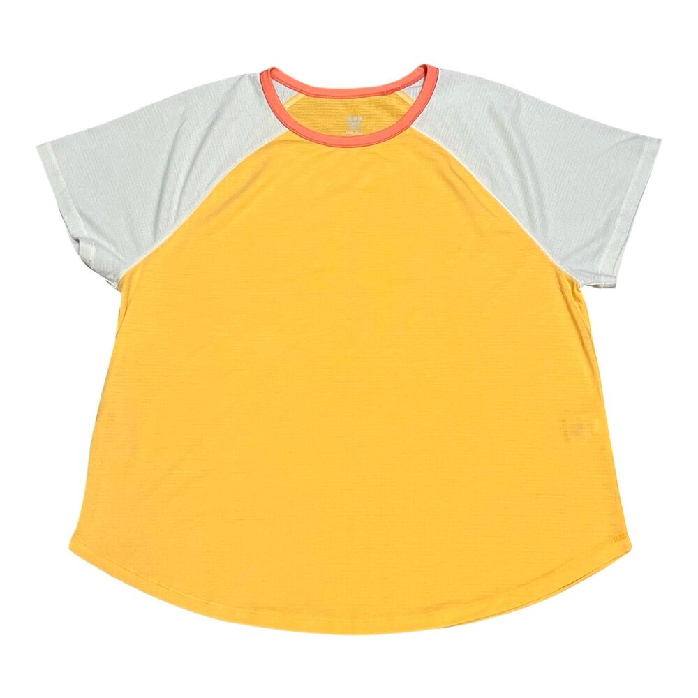 TITLE NINE Yellow/Cream Notton Raglan Short Sleeve Tee Shirt Hiking Outdoor XL